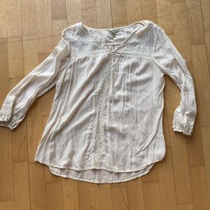 cream 3/4 sleeve Lucky top